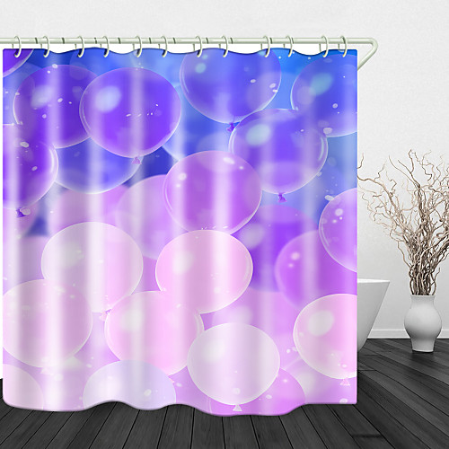 

Warm Balloons Digital Print Waterproof Fabric Shower Curtain for Bathroom Home Decor Covered Bathtub Curtains Liner Includes with Hooks