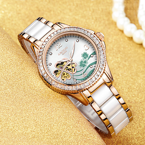 

Women's Mechanical Watch Luxury Casual Ceramic Automatic self-winding Rose Gold Silver Water Resistant / Waterproof Noctilucent Analog