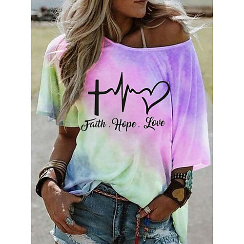 

Women's Blouse Tie Dye Round Neck Tops Blue Purple Yellow