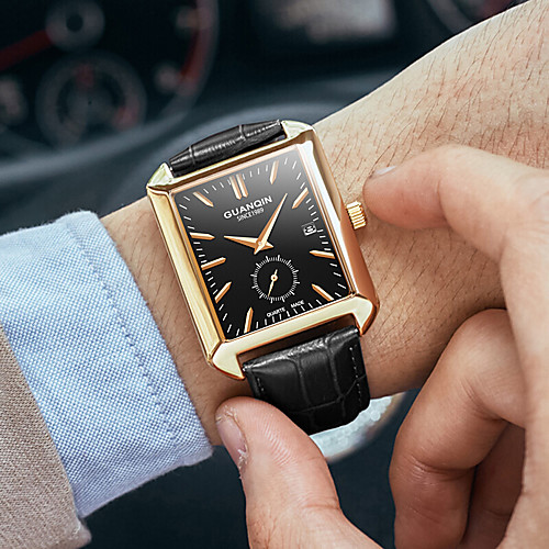 

GUANQIN Men's Dress Watch Japanese Quartz Formal Style Genuine Leather Black / Brown 30 m Day Date Analog - Digital Classic Big Face - Black / Silver BlackGloden WhiteGolden Two Years Battery Life