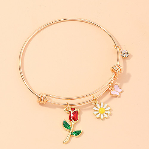 

Women's Bracelet Bangles Bracelet Classic Roses Butterfly Simple Trendy Fashion Cute Colorful Alloy Bracelet Jewelry Gold For Party Evening Gift Date Beach Festival