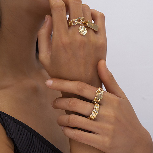 

Women's Ring Gold Silver Alloy Party Evening Street Jewelry Alphabet Shape Wearable