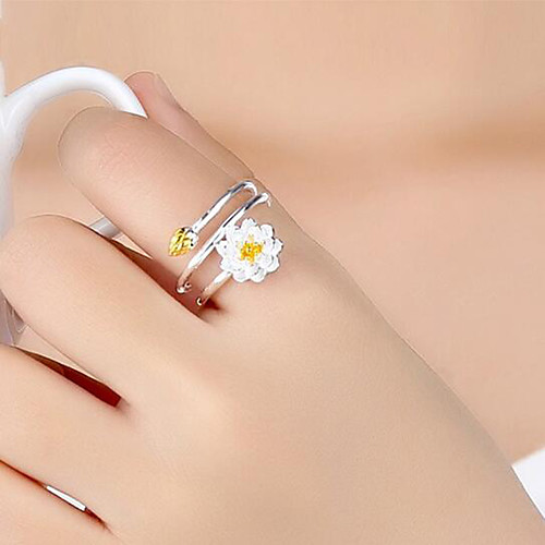 

Ring 3D Silver Copper Silver-Plated Flower Precious Fashion 1pc 7 8 / Women's / Open Cuff Ring