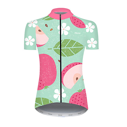

21Grams Women's Short Sleeve Cycling Jersey Nylon Polyester PinkGreen Floral Botanical Fruit Bike Jersey Top Mountain Bike MTB Road Bike Cycling Breathable Quick Dry Ultraviolet Resistant Sports