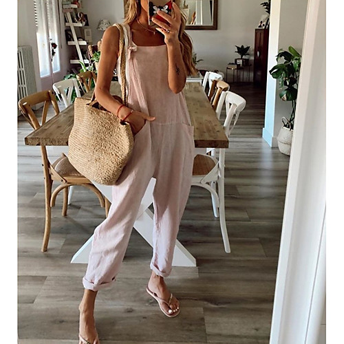 

Women's Blushing Pink Jumpsuit Onesie, Solid Colored S M L