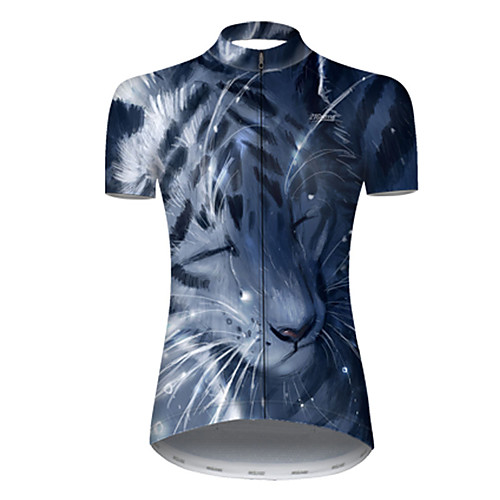 

21Grams Women's Short Sleeve Cycling Jersey Nylon Polyester Blue Animal Tiger Bike Jersey Top Mountain Bike MTB Road Bike Cycling Breathable Quick Dry Ultraviolet Resistant Sports Clothing Apparel