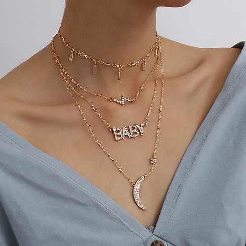 

Women's Pendant Necklace Stacking Stackable Alphabet Shape Korean Fashion Chrome Iron Gold 2710 cm Necklace Jewelry For Party Evening Masquerade Prom