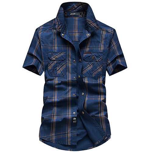 

Men's Plaid Shirt Basic Daily Blue / Army Green / Khaki