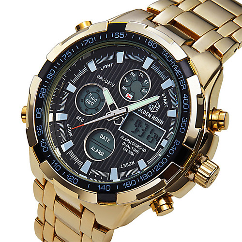 

Men's Sport Watch Quartz Stainless Steel Water Resistant / Waterproof Analog - Digital Classic Casual - BlackGloden WhiteSilver WhiteGold