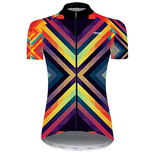 

21Grams Women's Short Sleeve Cycling Jersey Nylon Polyester BlueYellow Plaid / Checkered 3D Gradient Bike Jersey Top Mountain Bike MTB Road Bike Cycling Breathable Quick Dry Ultraviolet Resistant