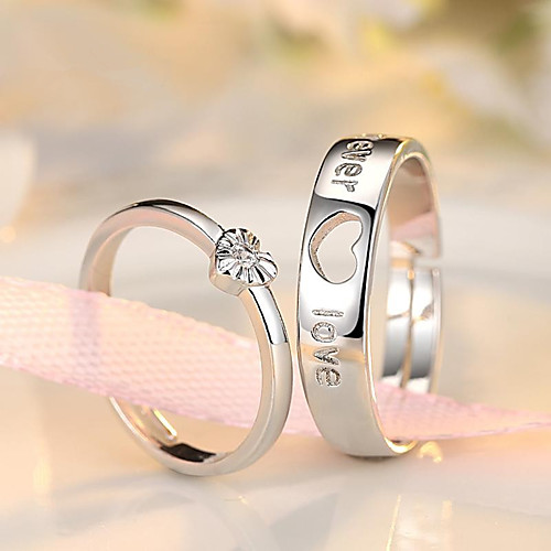 

Band Ring Mismatched Silver Copper Silver-Plated Sweet Heart Heart Stylish Artistic Simple 1 Pair Adjustable / Women's / Open Cuff Ring / Adjustable Ring