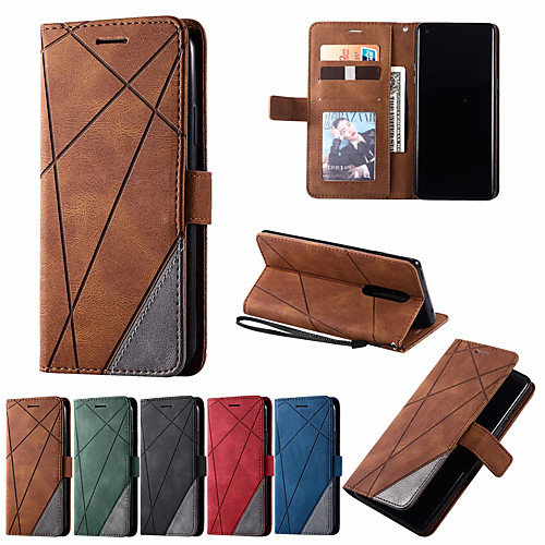 

Leather Case For OnePlus 8 One Plus 8Pro Wallet Flip Cover Magnet Colorblock Phone Bag
