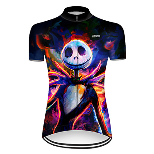 

21Grams Women's Short Sleeve Cycling Jersey Summer Nylon Polyester Black / Red Gradient Sugar Skull 3D Bike Jersey Top Mountain Bike MTB Road Bike Cycling Ultraviolet Resistant Quick Dry Breathable