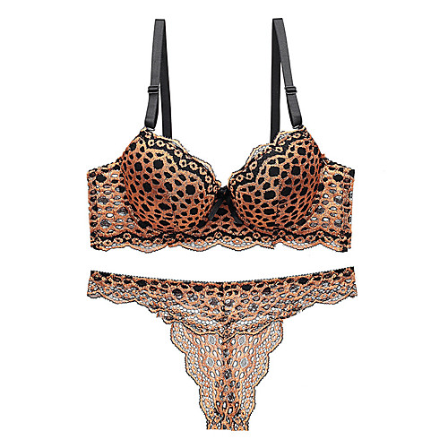 

Women's Bra & Panty Set Push-up Lace Bras Underwire Bra 3/4 Cup Super Sexy Blushing Pink