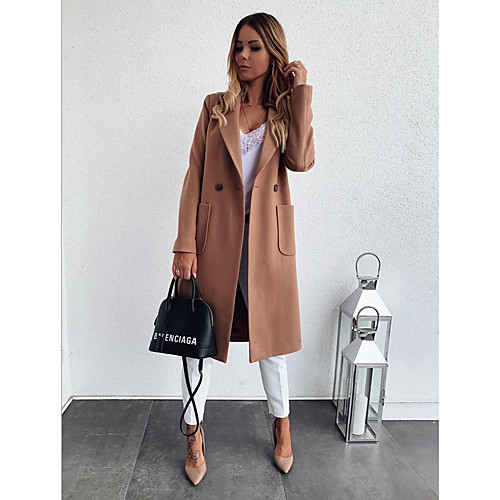 

Women's Coat Daily Regular Solid Colored Black / Khaki / Gray S / M / L