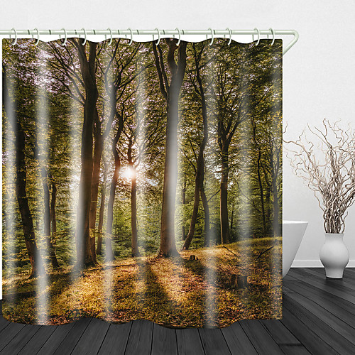 

Sunny Forest Digital Print Waterproof Fabric Shower Curtain for Bathroom Polyester Bathtub Curtains Liner Includes with Hooks 72 Inch