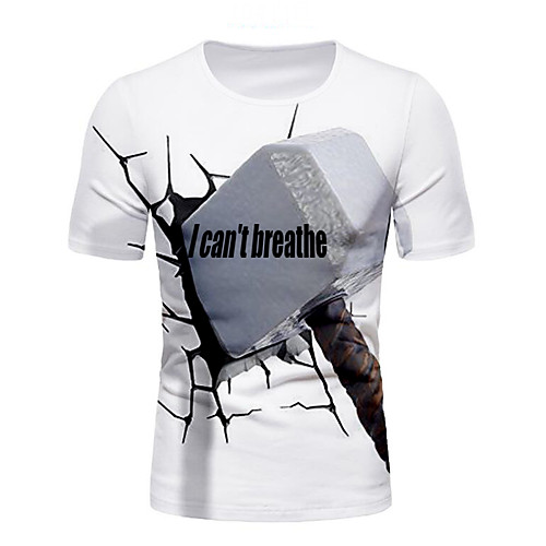 

Men's T shirt Shirt Graphic Letter Short Sleeve Daily Tops Basic Elegant Round Neck White