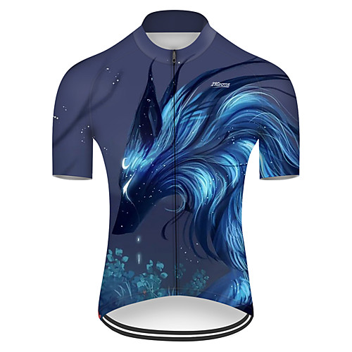 

21Grams Men's Short Sleeve Cycling Jersey Summer Nylon Polyester Black / Blue Dragon Floral Botanical Animal Bike Jersey Top Mountain Bike MTB Road Bike Cycling Ultraviolet Resistant Quick Dry