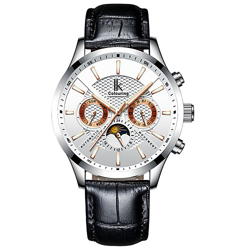 

Men's Mechanical Watch Automatic self-winding Vintage Style Modern Style Stainless Steel Genuine Leather Black / White / Brown Water Resistant / Waterproof Noctilucent Analog Casual Fashion -