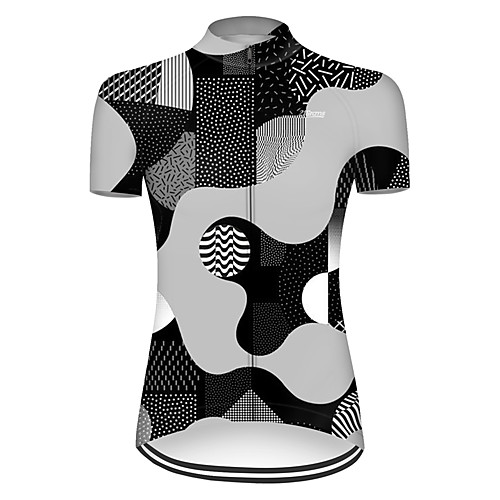 

21Grams Women's Short Sleeve Cycling Jersey Summer Nylon Polyester GrayWhite Patchwork Gradient 3D Bike Jersey Top Mountain Bike MTB Road Bike Cycling Ultraviolet Resistant Quick Dry Breathable