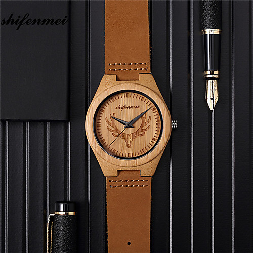 

Men's Sport Watch Quartz Modern Style Stylish Leather Brown Calendar / date / day Day Date Analog Fashion Wood - Brown