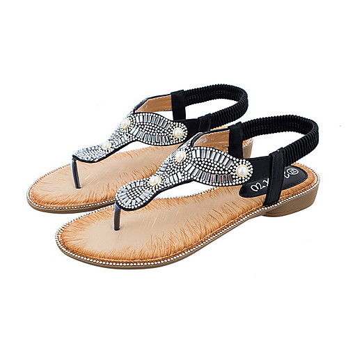 

Women's Sandals Summer Flat Heel Open Toe Daily PU Almond / White / Black