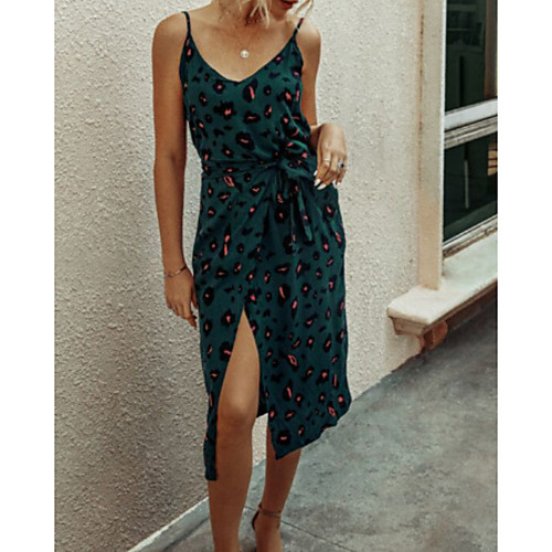 

Women's Shift Dress Knee Length Dress - Sleeveless Floral Summer Casual 2020 White Black Orange Green S M L XL