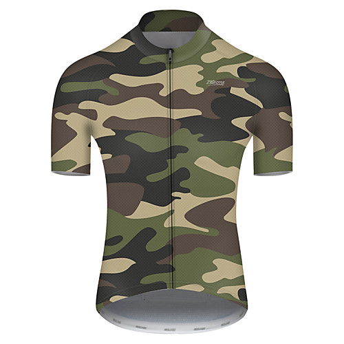 

21Grams Men's Short Sleeve Cycling Jersey Summer Nylon Polyester Camouflage Patchwork Camo / Camouflage Bike Jersey Top Mountain Bike MTB Road Bike Cycling Ultraviolet Resistant Quick Dry Breathable