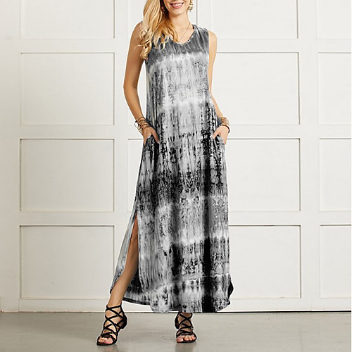 

Women's Shift Dress Maxi long Dress - Sleeveless Tie Dye Summer Casual 2020 Black Blue Purple Red Green S M L XL XXL XXXL XXXXL XXXXXL