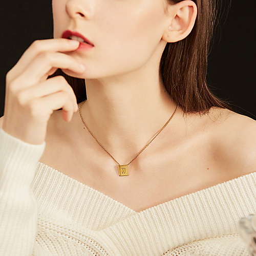 

Women's Pendant Necklace Necklace Charm Necklace Letter Dainty Simple Fashion 18K Gold Plated Titanium Steel Gold 415 cm Necklace Jewelry 1pc For Christmas Prom Birthday Party Festival