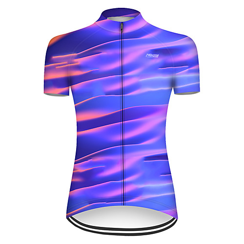 

21Grams Women's Short Sleeve Cycling Jersey Summer Nylon Polyester Violet Rainbow Stripes Gradient Bike Jersey Top Mountain Bike MTB Road Bike Cycling Ultraviolet Resistant Quick Dry Breathable Sports