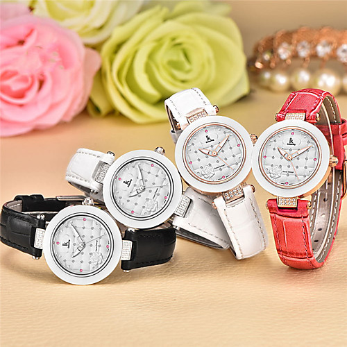 

Women's Quartz Watches Casual Fashion Genuine Leather Japanese Quartz WhiteGolden White Black Water Resistant / Waterproof Noctilucent 30 m 1 pc Analog One Year Battery Life