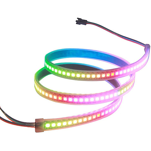 

3.2ft WS2812B Addressable RGB LED Strip Light 1m 144 LED Pixels Programmable Dream Color Digital LED Flexible Ribbon Light Waterproof IP67 Black PCB 5V DC for Home Bedroom Bar Decor Lighting 2PCS