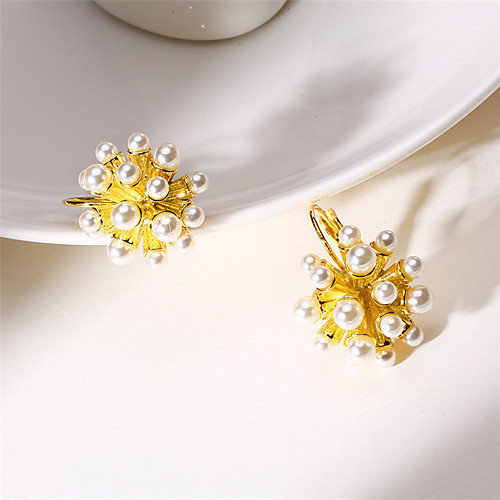 

Women's Pearl Earrings Statement Luxury Trendy Fashion Cool 18K Gold Plated Earrings Jewelry Yellow / Gold For Formal Prom Date Street Festival