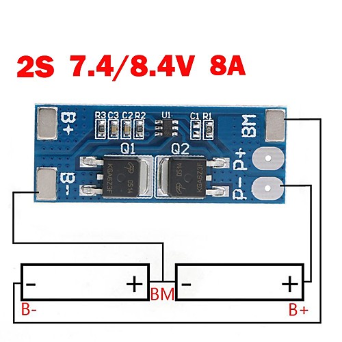 

2s 8a Li-ion 7.4v 8.4v 18650 Bms Pcm 15a Peak Current Battery Protection Board Bms Pcm For Li-ion Lipo Battery Cell Pack Max 15a