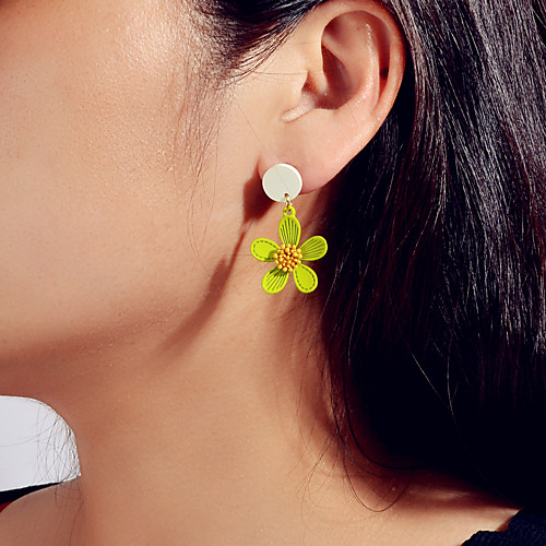 

Women's Earrings Petal Fashion Baroque Trendy Victorian Cute Resin Earrings Jewelry Green For Wedding Party Evening Engagement Vacation Birthday 1 Pair