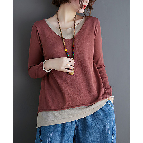 

Women's Solid Colored Blouse Daily Going out Wine / Black / Blue / Gray