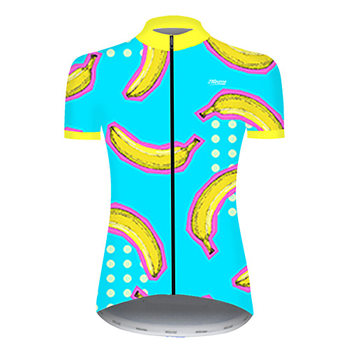 

21Grams Women's Short Sleeve Cycling Jersey Summer Nylon Polyester BlueYellow Banana Fruit Bike Jersey Top Mountain Bike MTB Road Bike Cycling Ultraviolet Resistant Quick Dry Breathable Sports