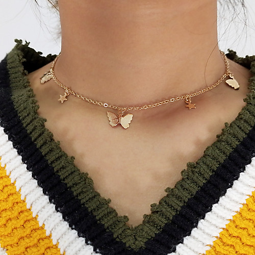 

Women's Choker Necklace Necklace Butterfly Dainty Artistic Elegant Fashion Chrome 43 cm Necklace Jewelry For Party Evening Street Birthday Party Beach Festival