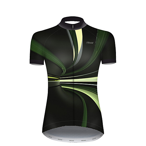 

21Grams Women's Short Sleeve Cycling Jersey Summer Nylon Polyester Black / Green Stripes Gradient 3D Bike Jersey Top Mountain Bike MTB Road Bike Cycling Ultraviolet Resistant Quick Dry Breathable