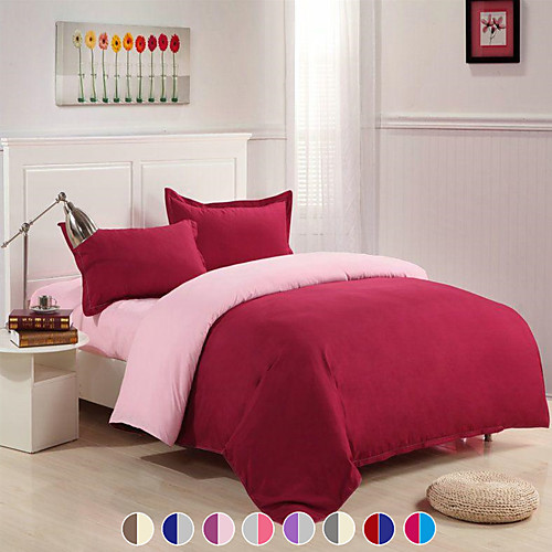 

Solid Color Duvet Cover Set with Zipper Closure, Ultra Soft Hypoallergenic 4 Pieces Comforter Cover Sets