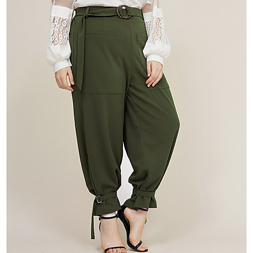 

Women's Basic Loose Bloomers Pants - Solid Colored Green XL / XXL / XXXL