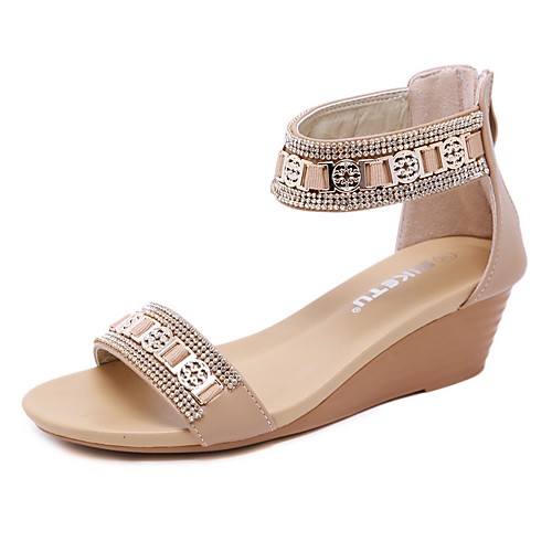 

Women's Sandals Summer Wedge Heel Open Toe Daily PU Almond / Black