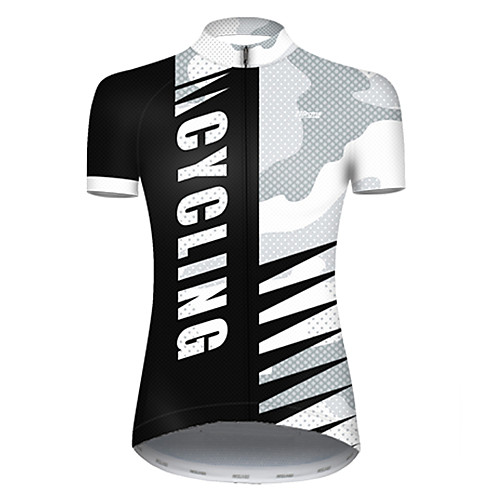 

21Grams Women's Short Sleeve Cycling Jersey Nylon Polyester Black / White Patchwork Camo / Camouflage Bike Jersey Top Mountain Bike MTB Road Bike Cycling Breathable Quick Dry Ultraviolet Resistant