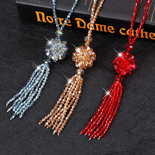 

Women's Chains Tassel Trendy Ethnic Korean Sweet Glass White Black Blue Purple Red 74 cm Necklace Jewelry For Christmas Anniversary Street Beach Festival