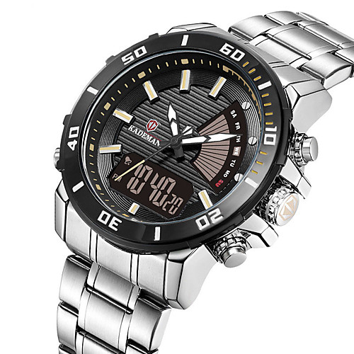 

Men's Steel Band Watches Quartz Modern Style Stylish Stainless Steel Water Resistant / Waterproof Calendar / date / day Noctilucent Analog Casual Big Face - Black / Silver BlackGloden Silver