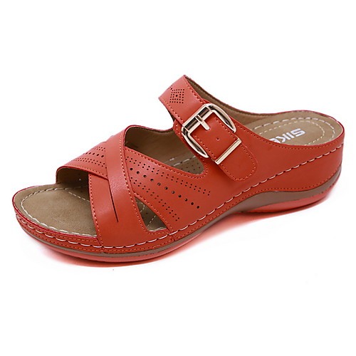 

Women's Sandals Summer Wedge Heel Round Toe Daily PU Almond / White / Black