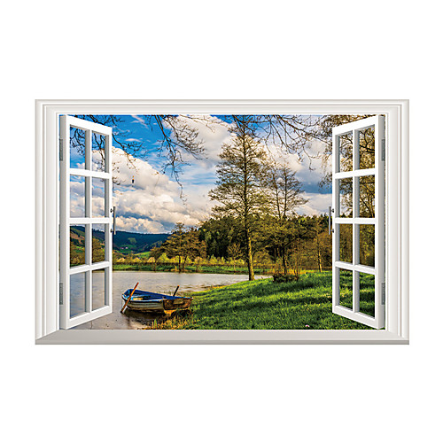 

Boat Lake View Wall Stickers 3D Wall Stickers Decorative Wall Stickers PVC Home Decoration Wall Decal Wall Decoration 1pc 5838cm