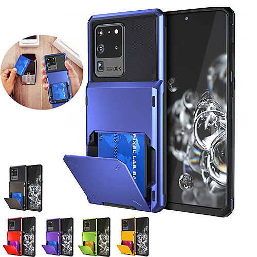 

Samsung S20Ultra Flip Card Card Mecha Mobile Phone Shell Note10Plus Four Corners Drop-proof Can be Inserted 5 S10E S9P S8P Protective Shell