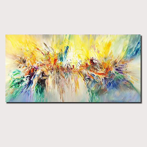 

Oil Painting Hand Painted Horizontal Panoramic Abstract Floral / Botanical Comtemporary Modern Stretched Canvas